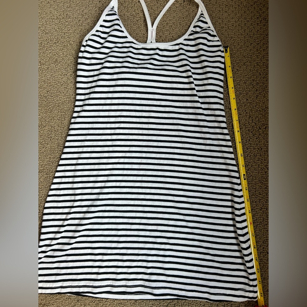 Hard Tail Black and White Striped Tank Top build in bra